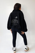 Studio Leisure black embroidered zip fleece jacket
